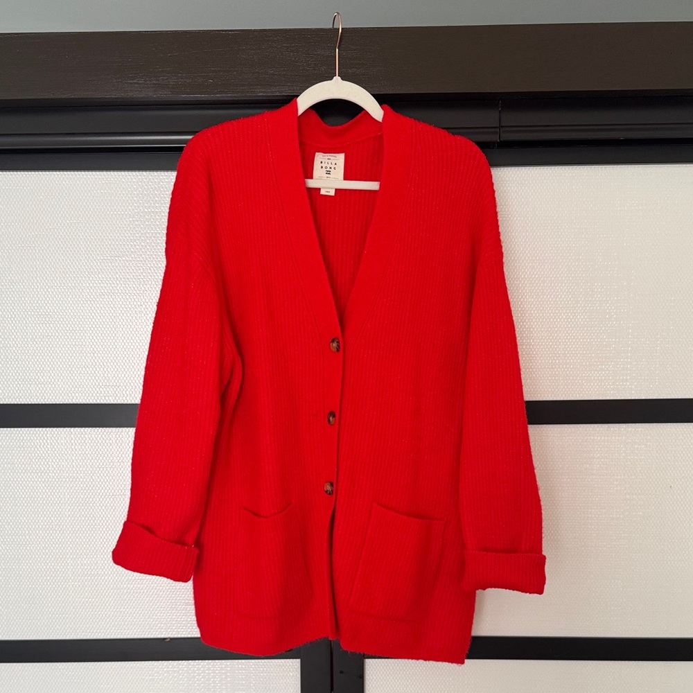 Billabong Bright Red Knit Cardigan